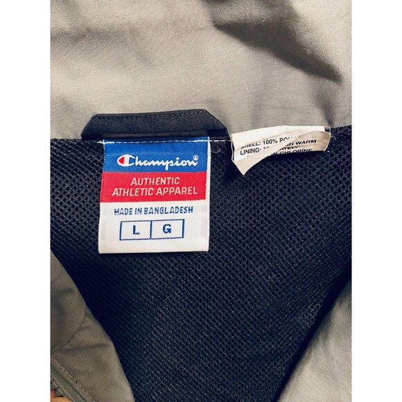 Champion Windbreaker Jacket Men's Large Black Gray Mesh Lined Authentic Full-Zip - Picture 3 of 14
